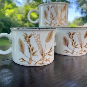 5 England Stonehenge Wild Oats Mid Winter Mugs Vintage 1970's Speckled Stoneware